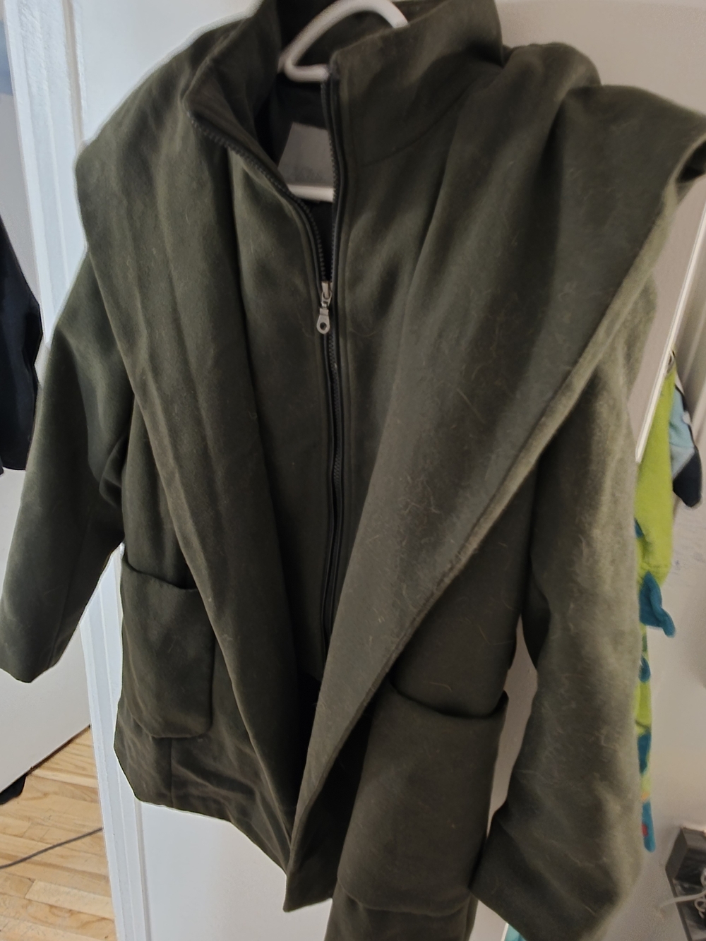 Sears Women Dark Olive Green Zip Jacket